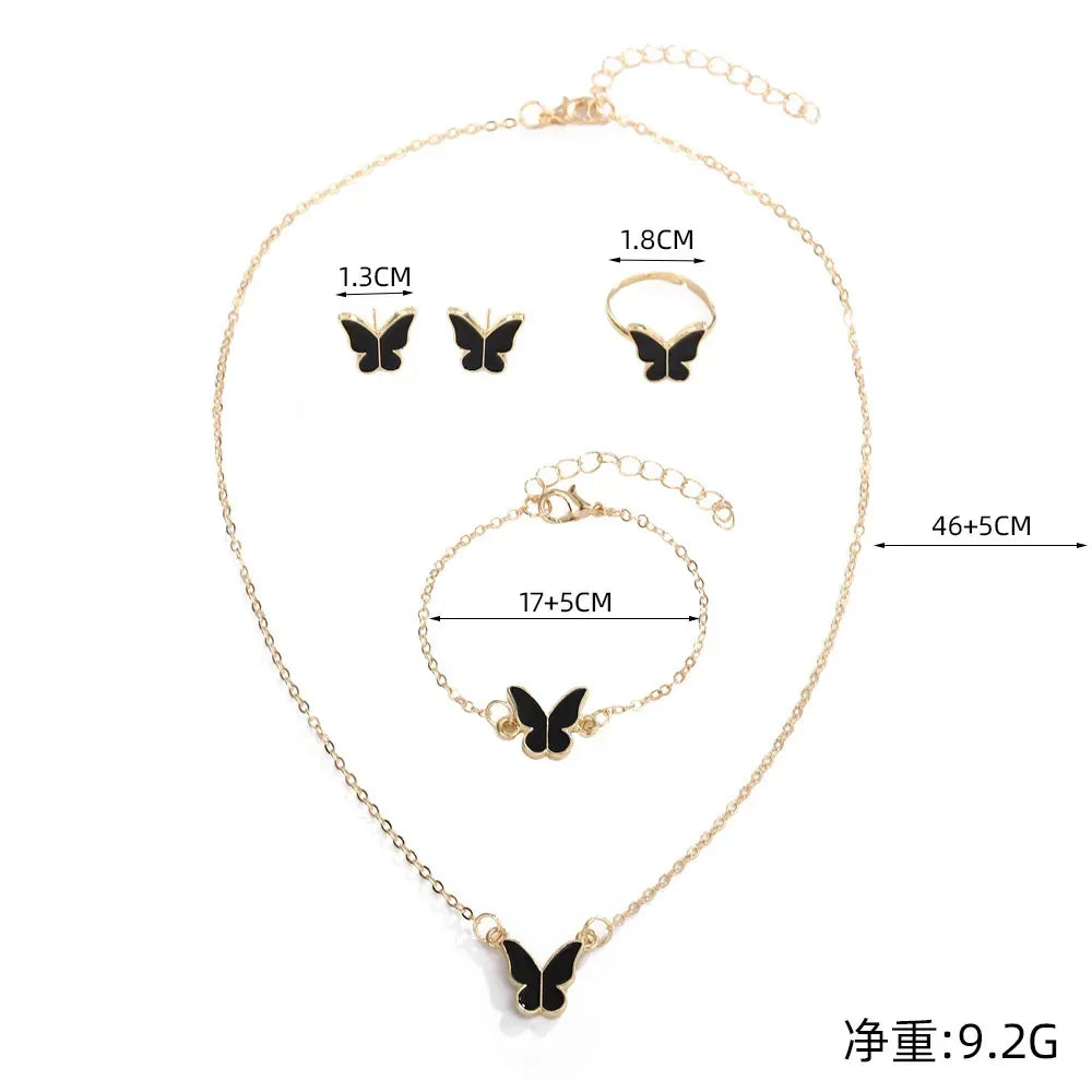 4 Styles Enamel Colorful Butterfly Pendant Necklace