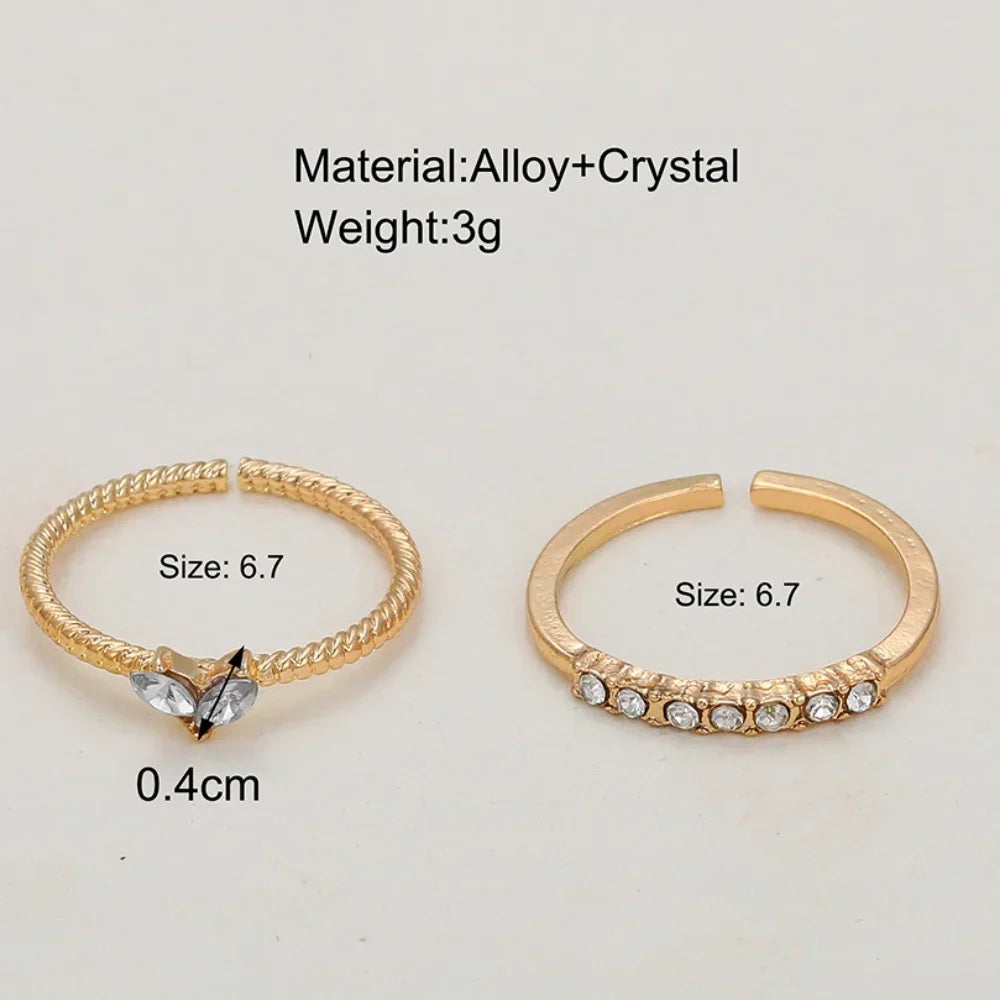 Luxury Zircon Heart Rings for Women Opening Adjustable Weave Rhinestone