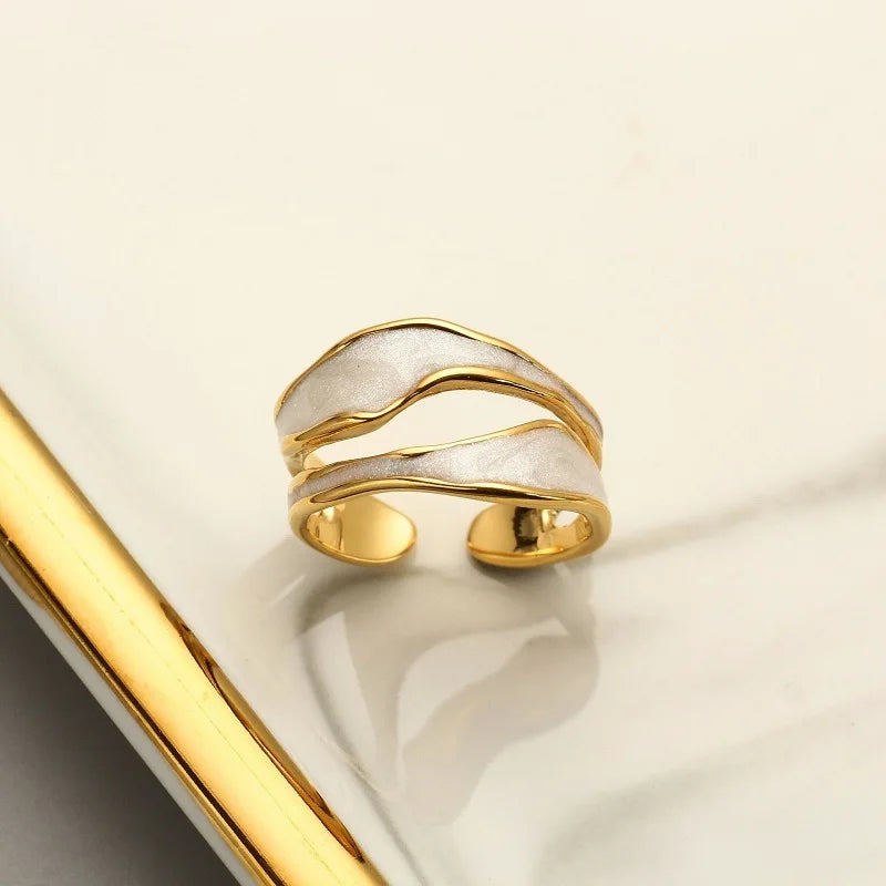 Retro Gold  Rings for Women Luxury Irregular Adjustable Finger Ring